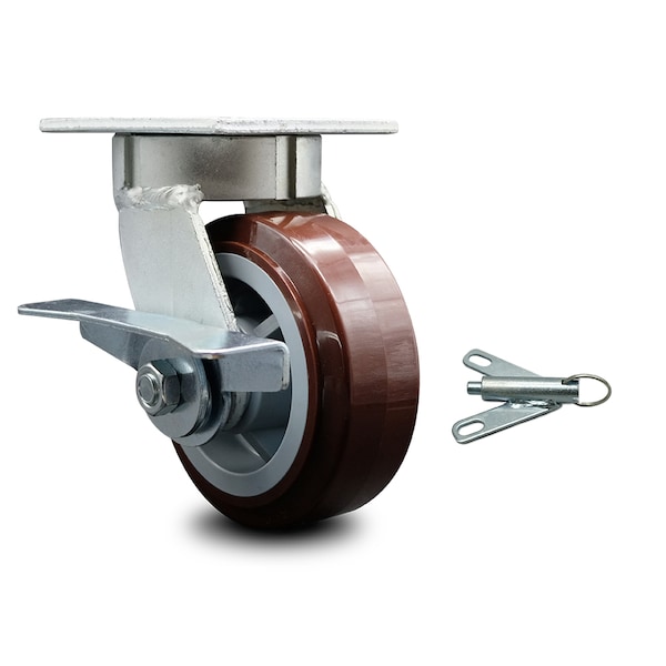 5 Inch Kingpinless Poly on Polyolefin Wheel Swivel Caster with Brake/Swivel Lock
